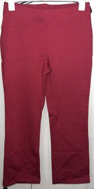 Slimming Option Straight Leggings Stretch Pants Women Sz L Maroon